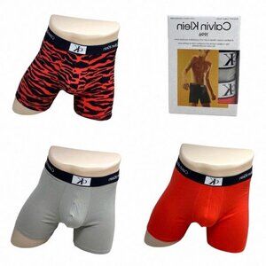Calvin Klein Boxer Brief Cotton Stretch Gray Red Men NB3529908 Underwear Pack 3